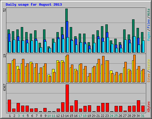 Daily usage for August 2013