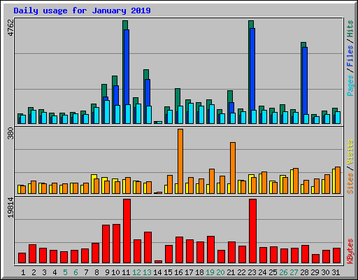 Daily usage for January 2019