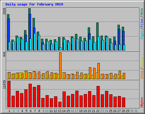 Daily usage for February 2019